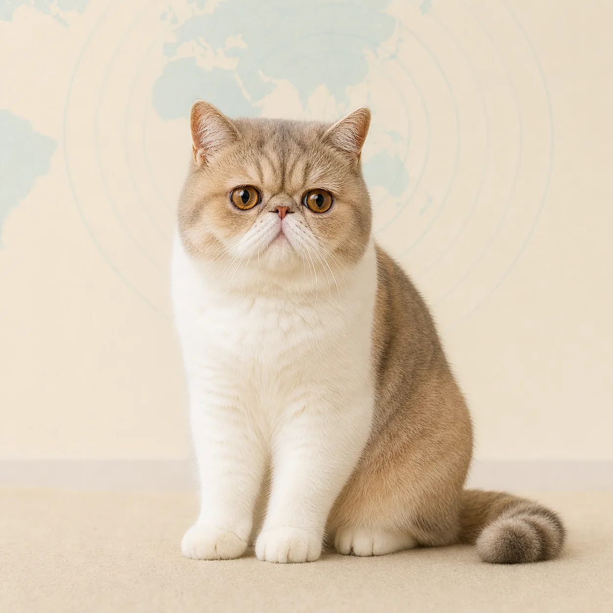 Exotic Shorthair kedi için doğal ışıkta hazırlanmış temsili tanıtım portresi