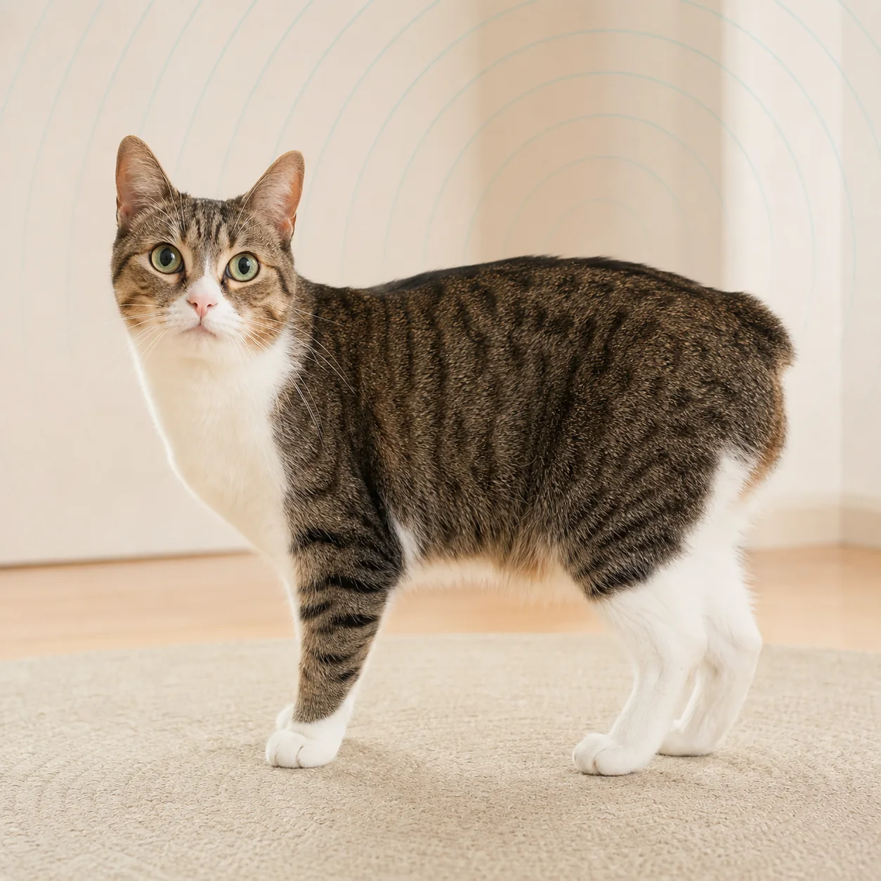 Manx kedi için doğal ışıkta hazırlanmış temsili tanıtım portresi