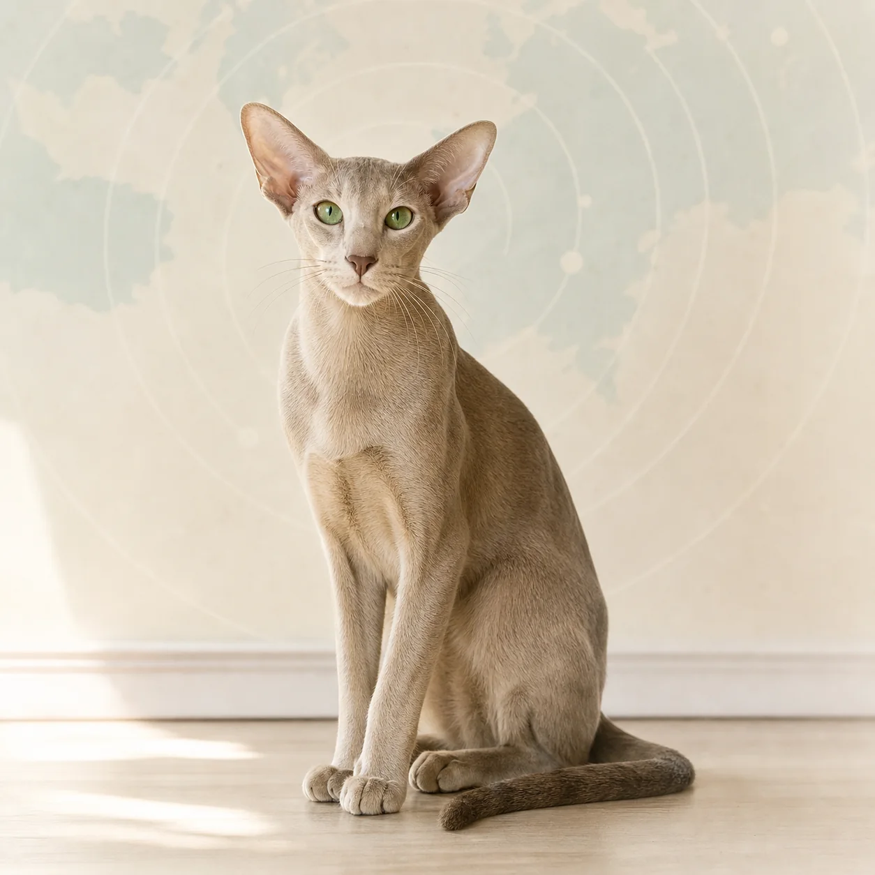 Oriental Shorthair kedi için doğal ışıkta hazırlanmış temsili tanıtım portresi