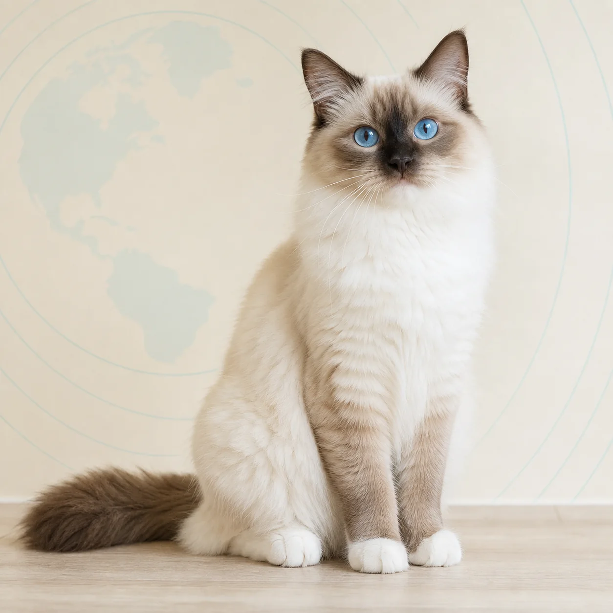 Ragdoll kedi için doğal ışıkta hazırlanmış temsili tanıtım portresi