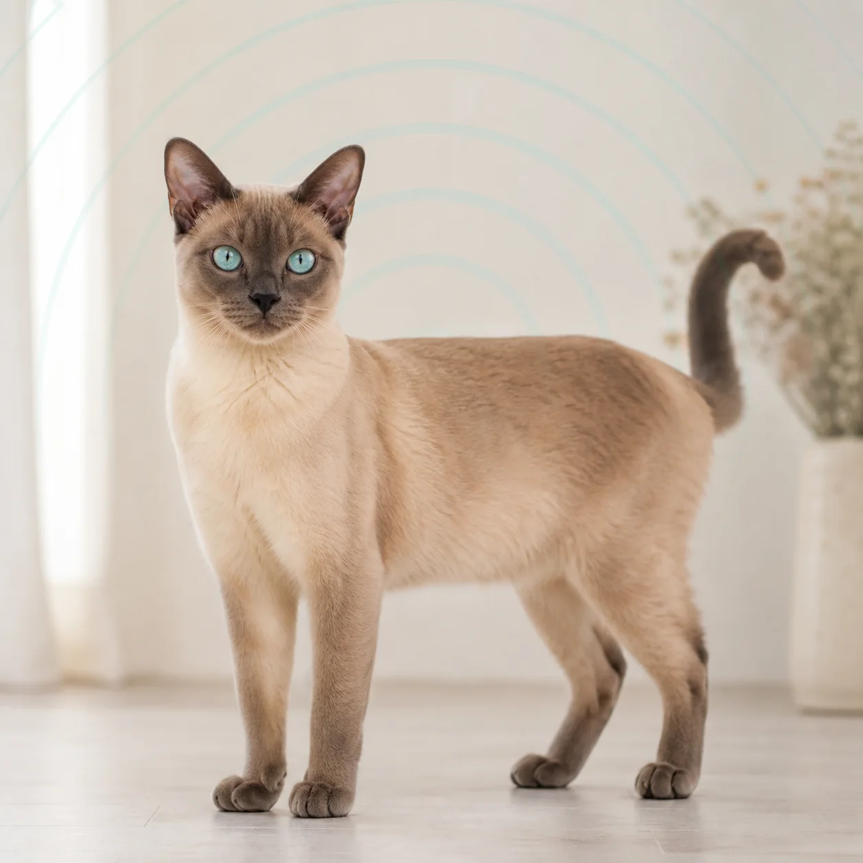 Tonkinese kedi için doğal ışıkta hazırlanmış temsili tanıtım portresi