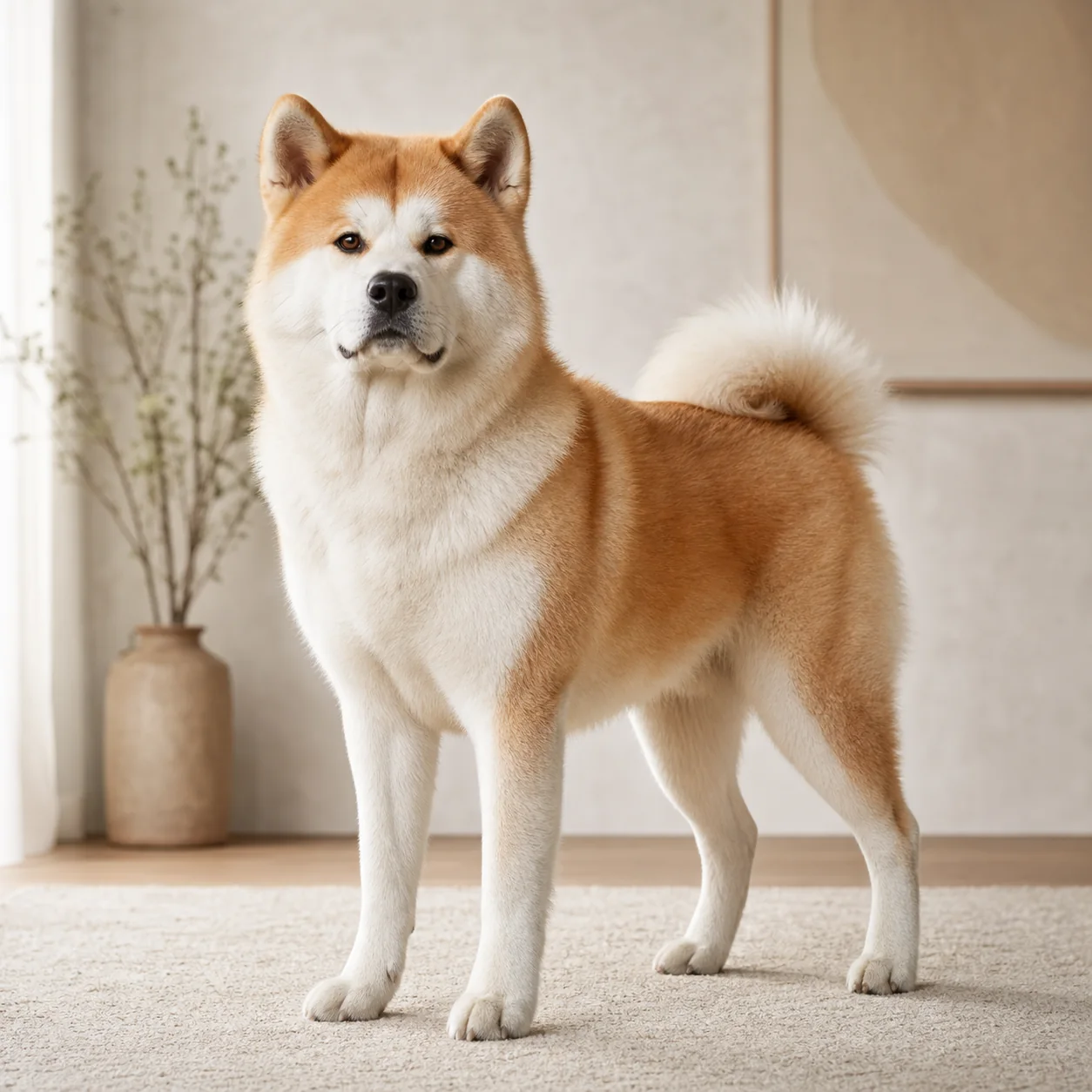 Akita köpek için doğal ışıkta hazırlanmış temsili tanıtım portresi