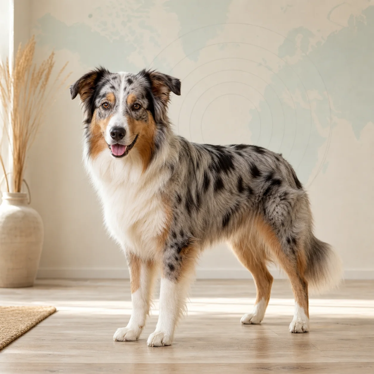 Australian Shepherd köpek için doğal ışıkta hazırlanmış temsili tanıtım portresi