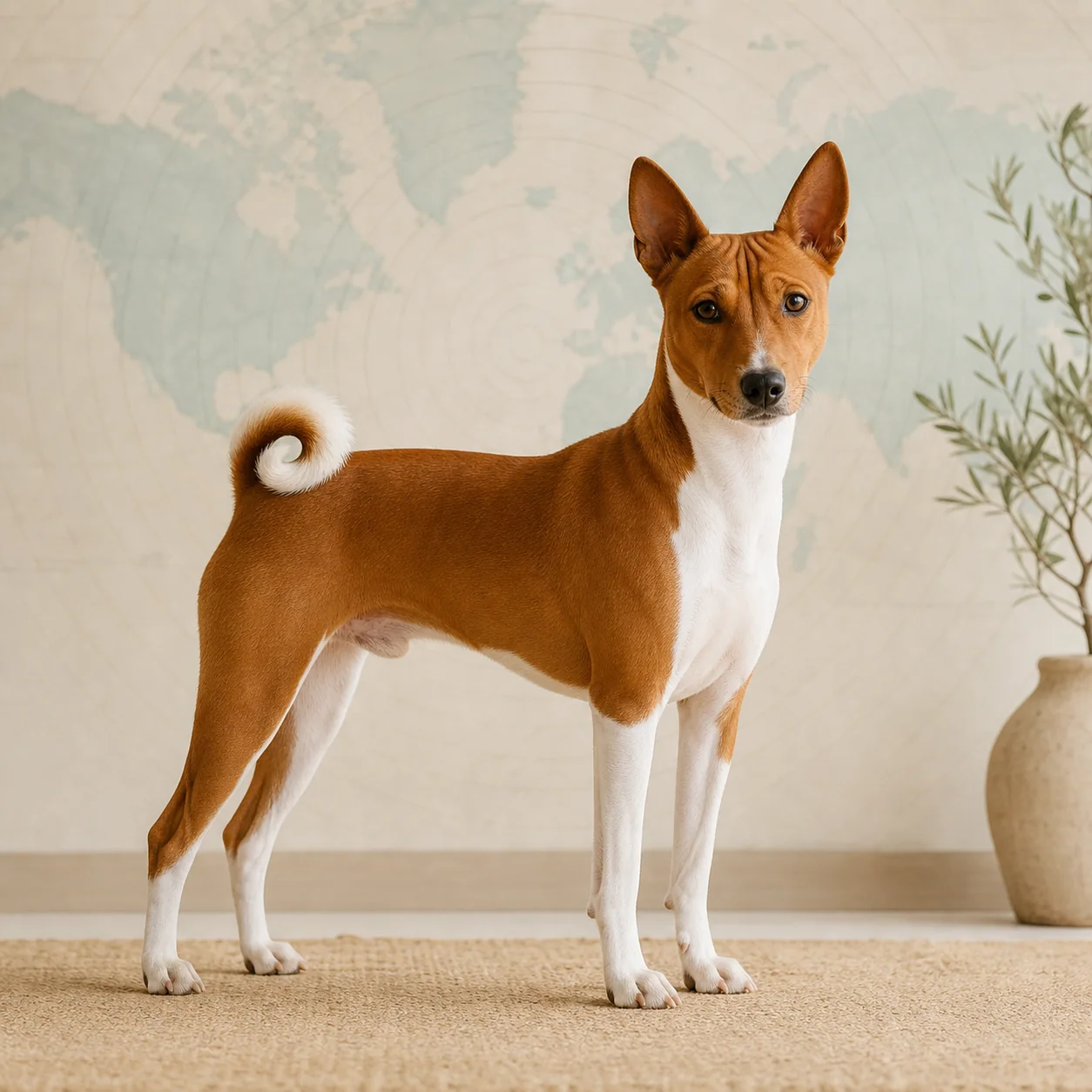 Basenji köpek için doğal ışıkta hazırlanmış temsili tanıtım portresi
