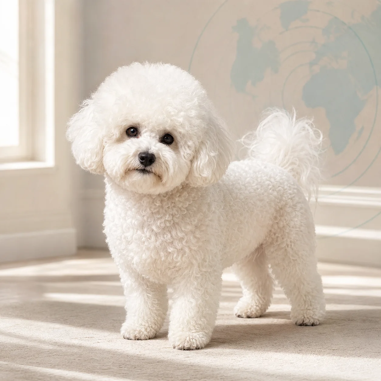 Bichon Frise köpek için doğal ışıkta hazırlanmış temsili tanıtım portresi