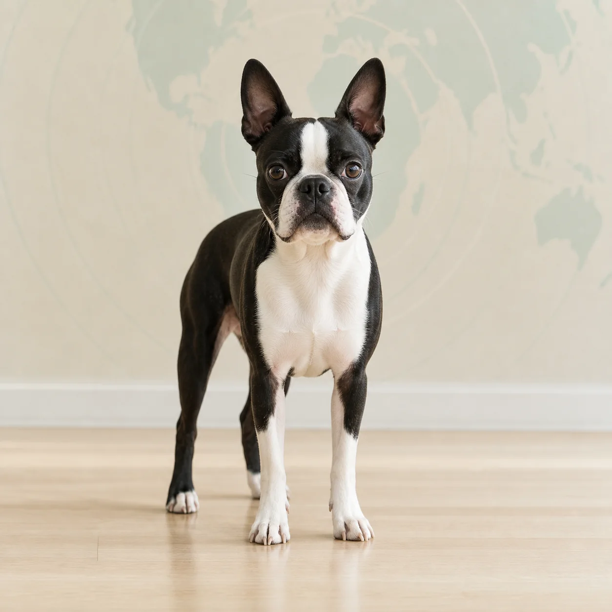 Boston Terrier köpek için doğal ışıkta hazırlanmış temsili tanıtım portresi