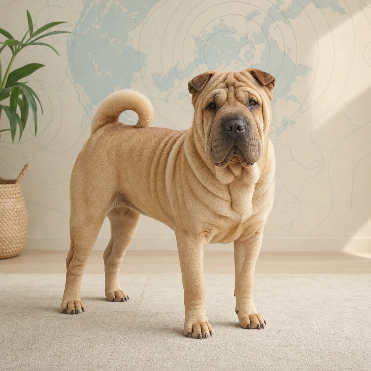 Chinese Shar Pei köpek için doğal ışıkta hazırlanmış temsili tanıtım portresi