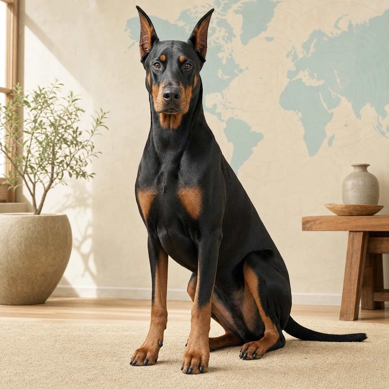 Doberman köpek için doğal ışıkta hazırlanmış temsili tanıtım portresi