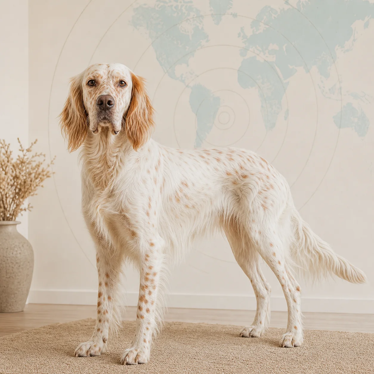 English Setter köpek için doğal ışıkta hazırlanmış temsili tanıtım portresi