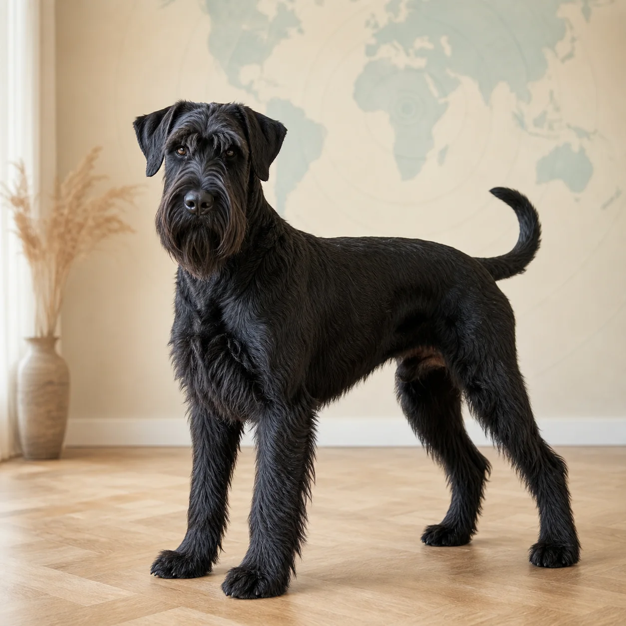 Giant Schnauzer köpek için doğal ışıkta hazırlanmış temsili tanıtım portresi
