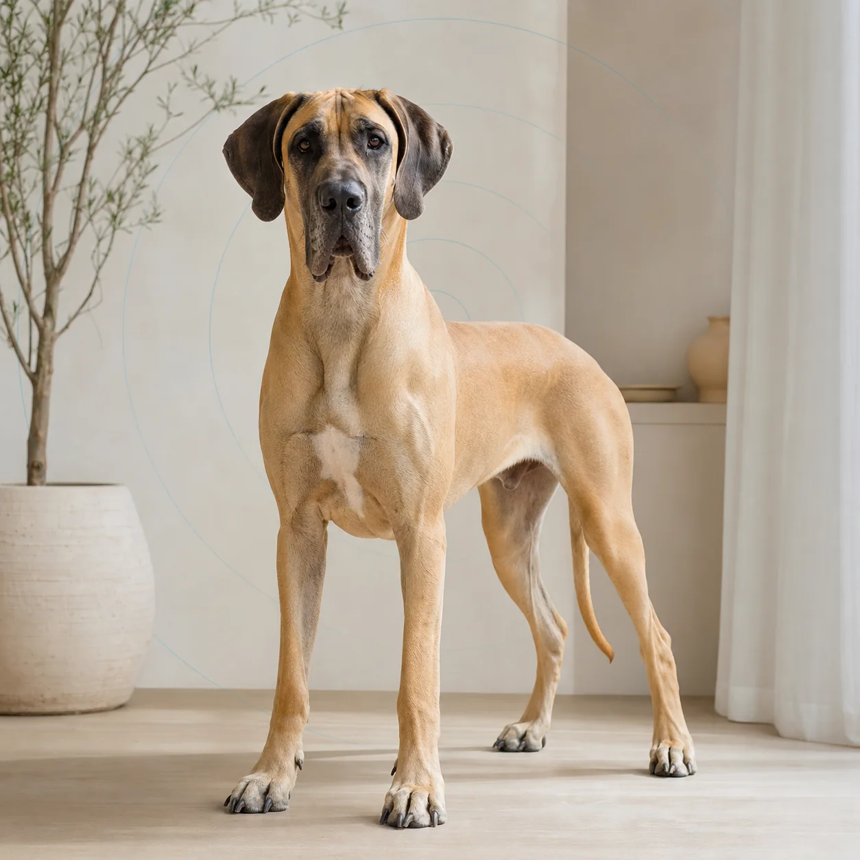 Great Dane köpek için doğal ışıkta hazırlanmış temsili tanıtım portresi