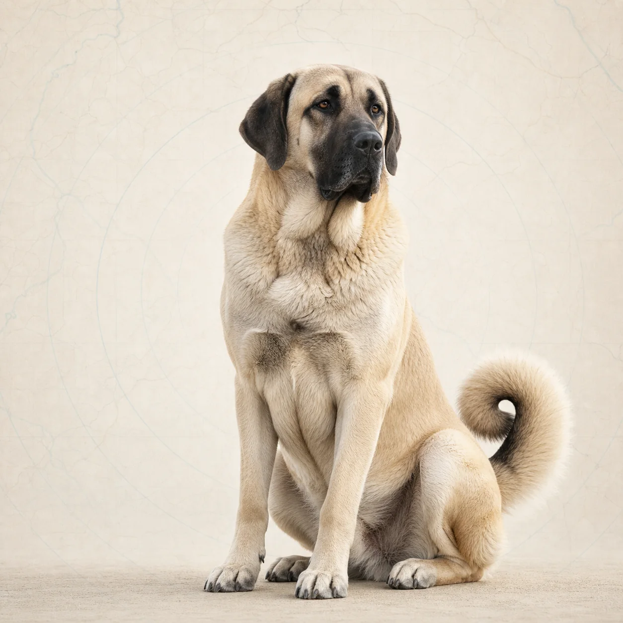 Koyu yüz maskeli açık boz Kangal köpeğinin portresi