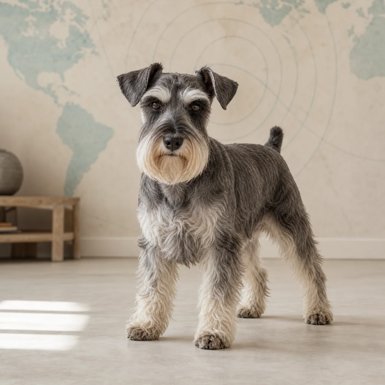 Miniature Schnauzer köpek için doğal ışıkta hazırlanmış temsili tanıtım portresi