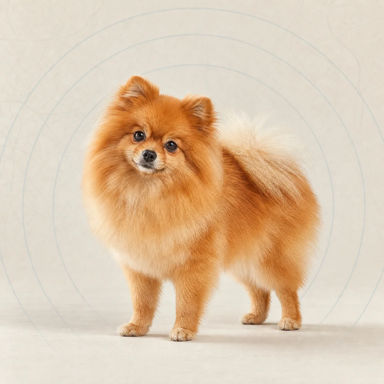 Turuncu kabarık tüylü Pomeranian köpeğin portresi