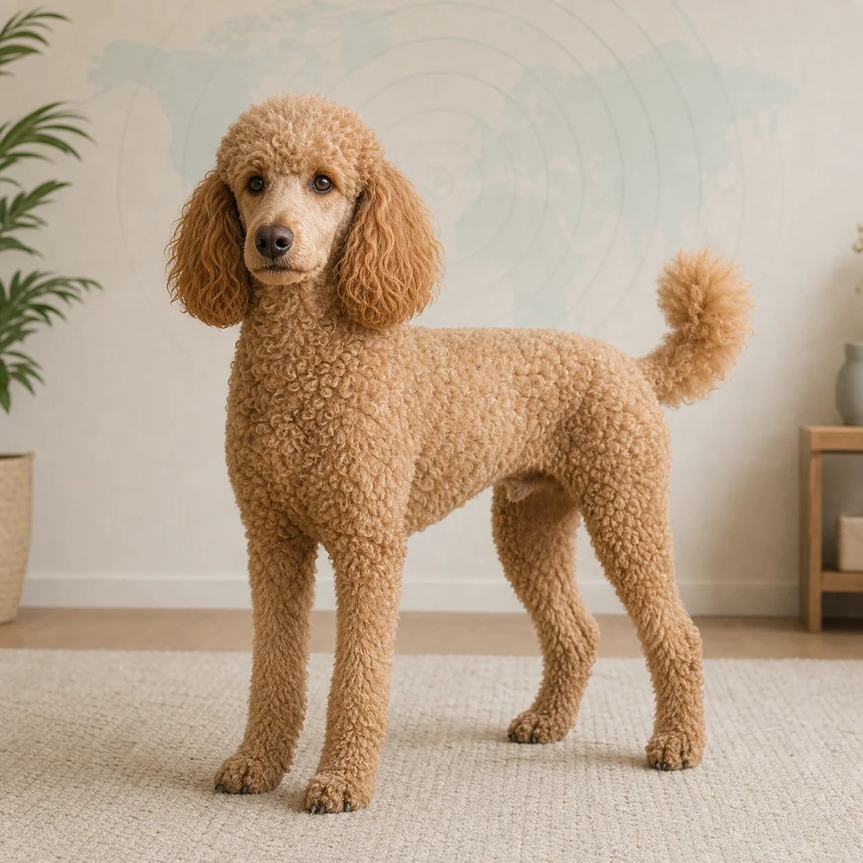 Poodle köpek için doğal ışıkta hazırlanmış temsili tanıtım portresi