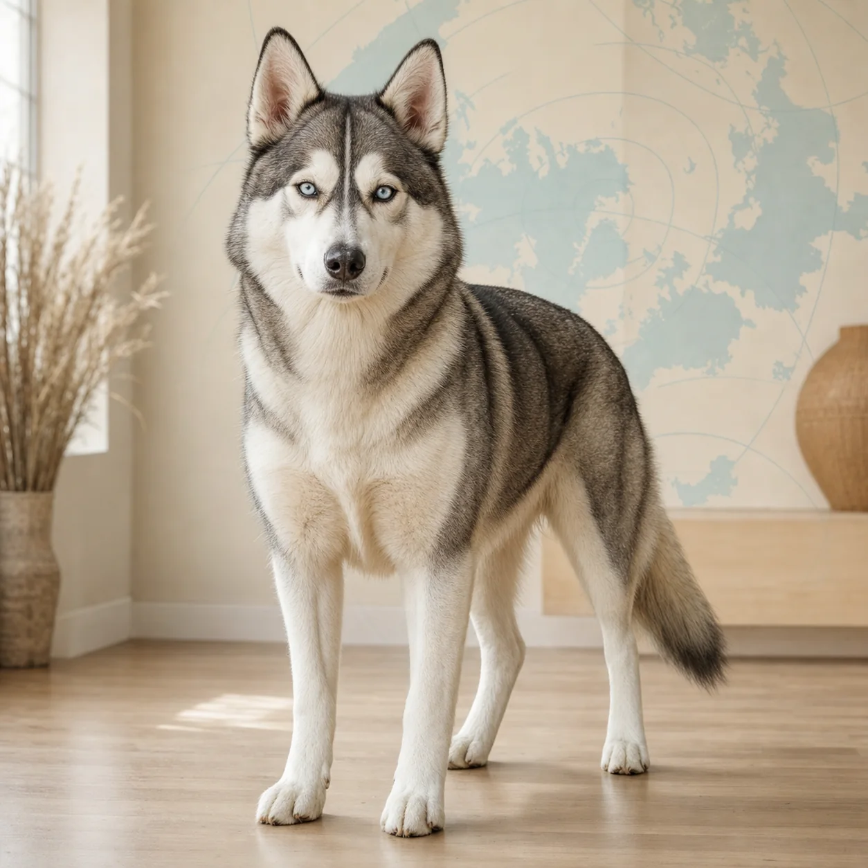 Siberian Husky köpek için doğal ışıkta hazırlanmış temsili tanıtım portresi