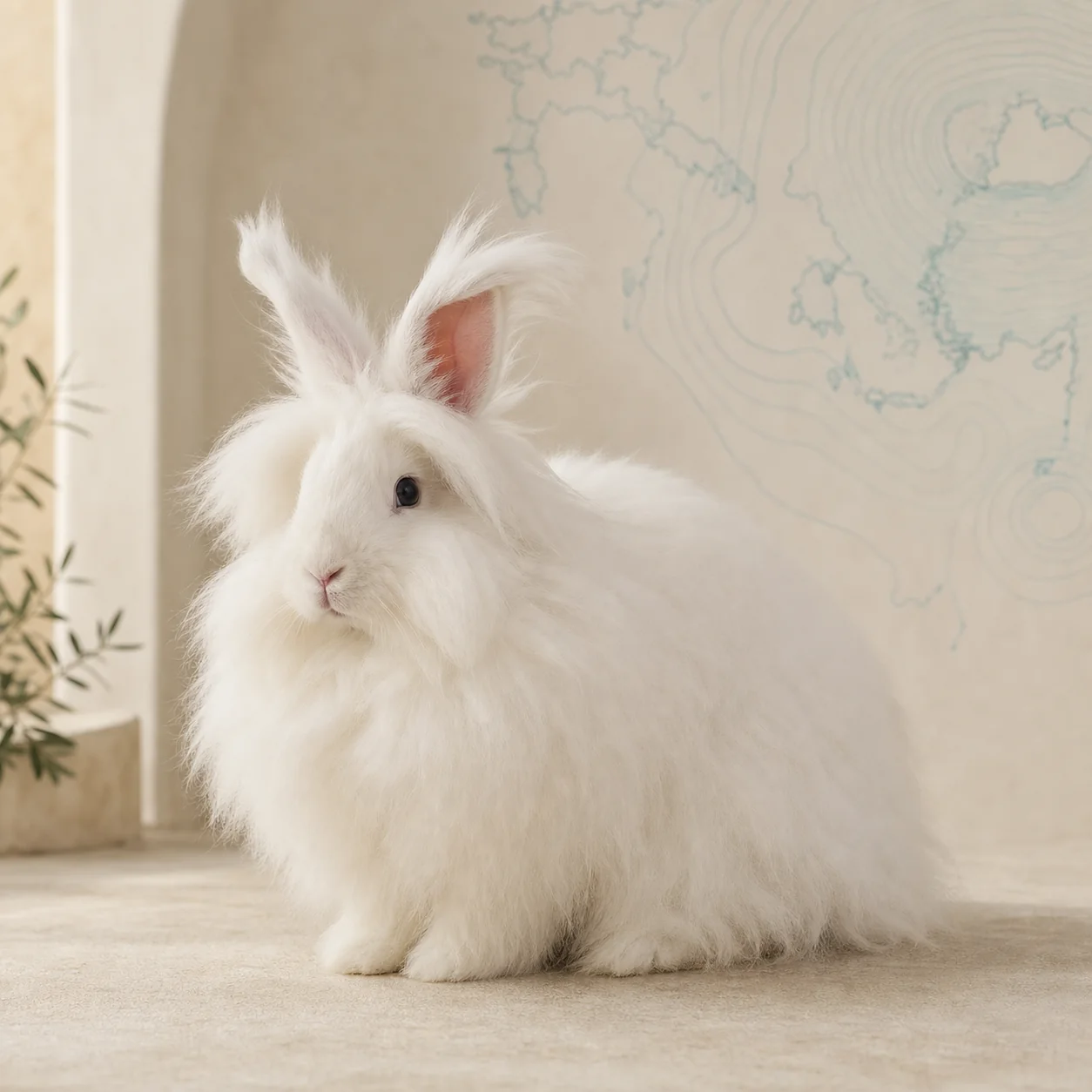 English Angora tavşan için doğal ışıkta hazırlanmış temsili tanıtım portresi