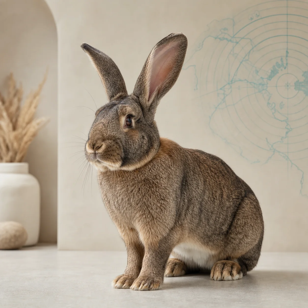 Flemish Giant tavşan için doğal ışıkta hazırlanmış temsili tanıtım portresi
