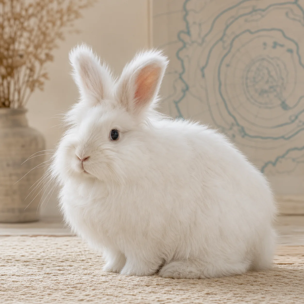 French Angora tavşan için doğal ışıkta hazırlanmış temsili tanıtım portresi