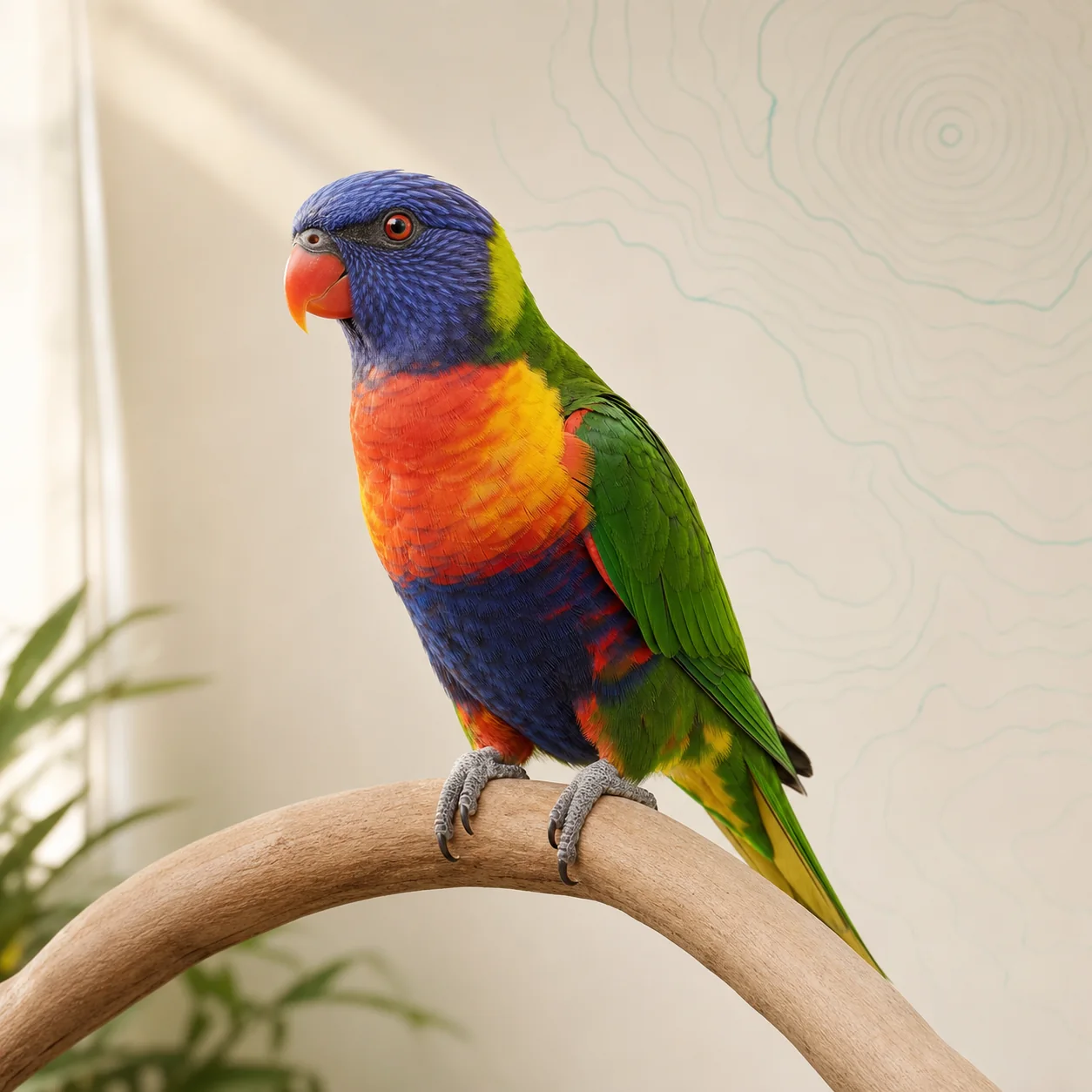 Lorikeet kuş için doğal ışıkta hazırlanmış temsili tanıtım portresi