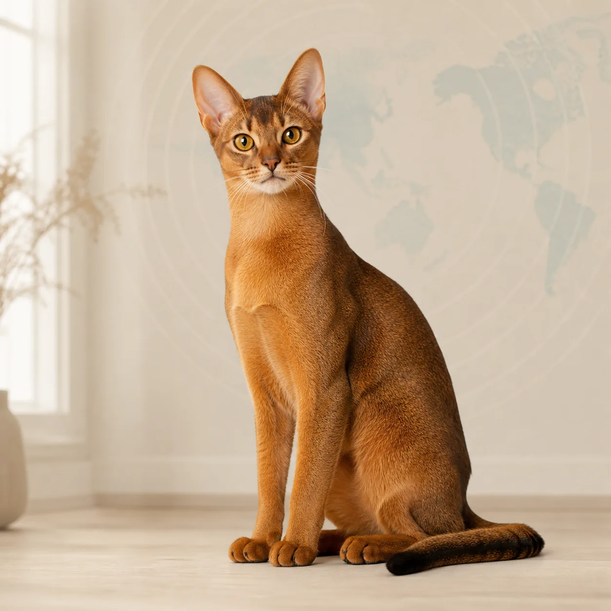 Abyssinian kedi için doğal ışıkta hazırlanmış temsili tanıtım portresi