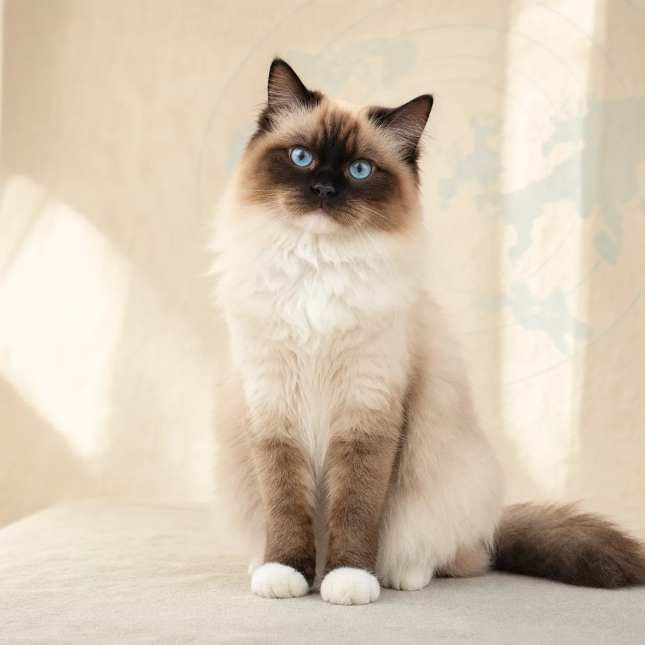 Birman kedi için doğal ışıkta hazırlanmış temsili tanıtım portresi