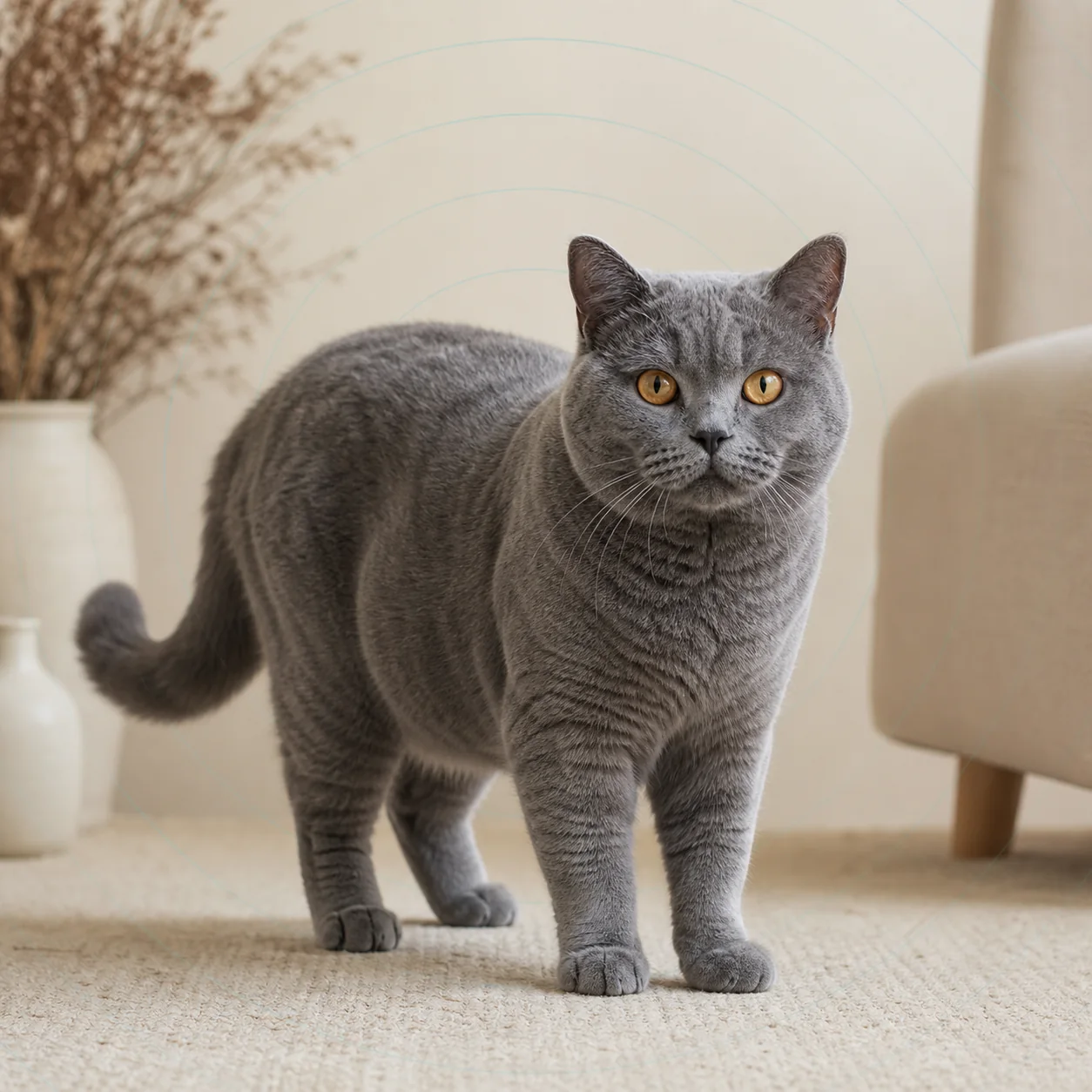 Chartreux kedi için doğal ışıkta hazırlanmış temsili tanıtım portresi