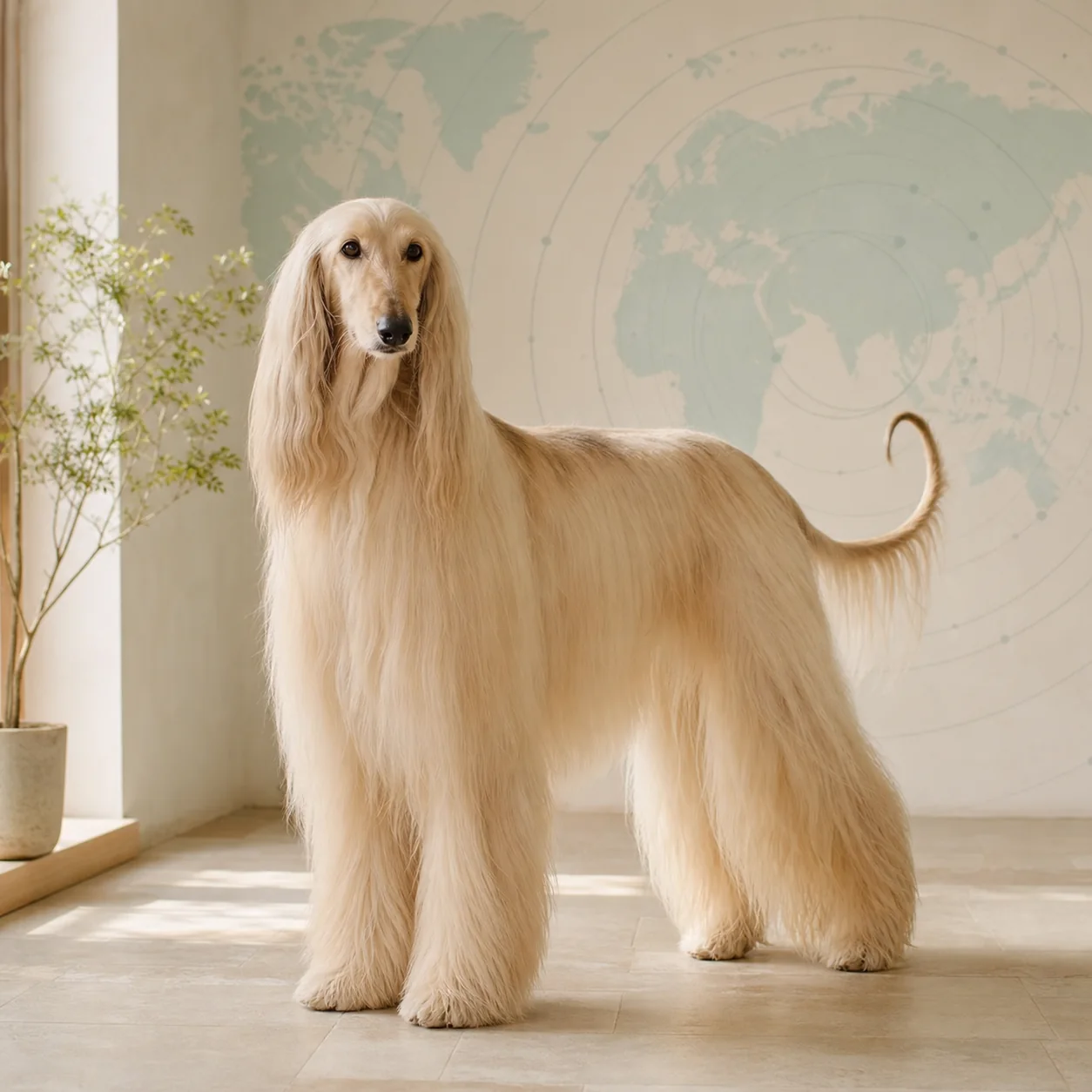 Afghan Hound köpek için doğal ışıkta hazırlanmış temsili tanıtım portresi