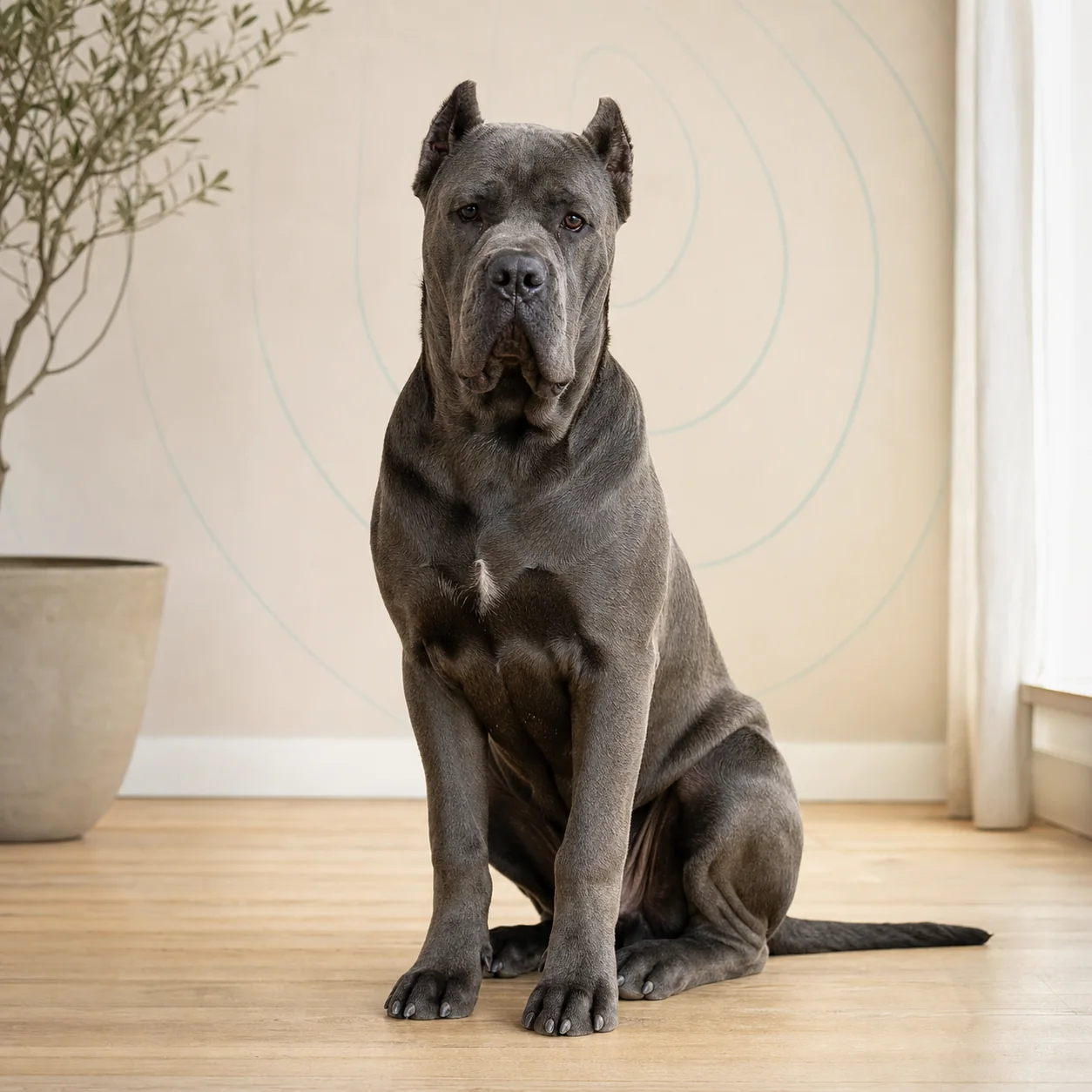 Cane Corso köpek için doğal ışıkta hazırlanmış temsili tanıtım portresi