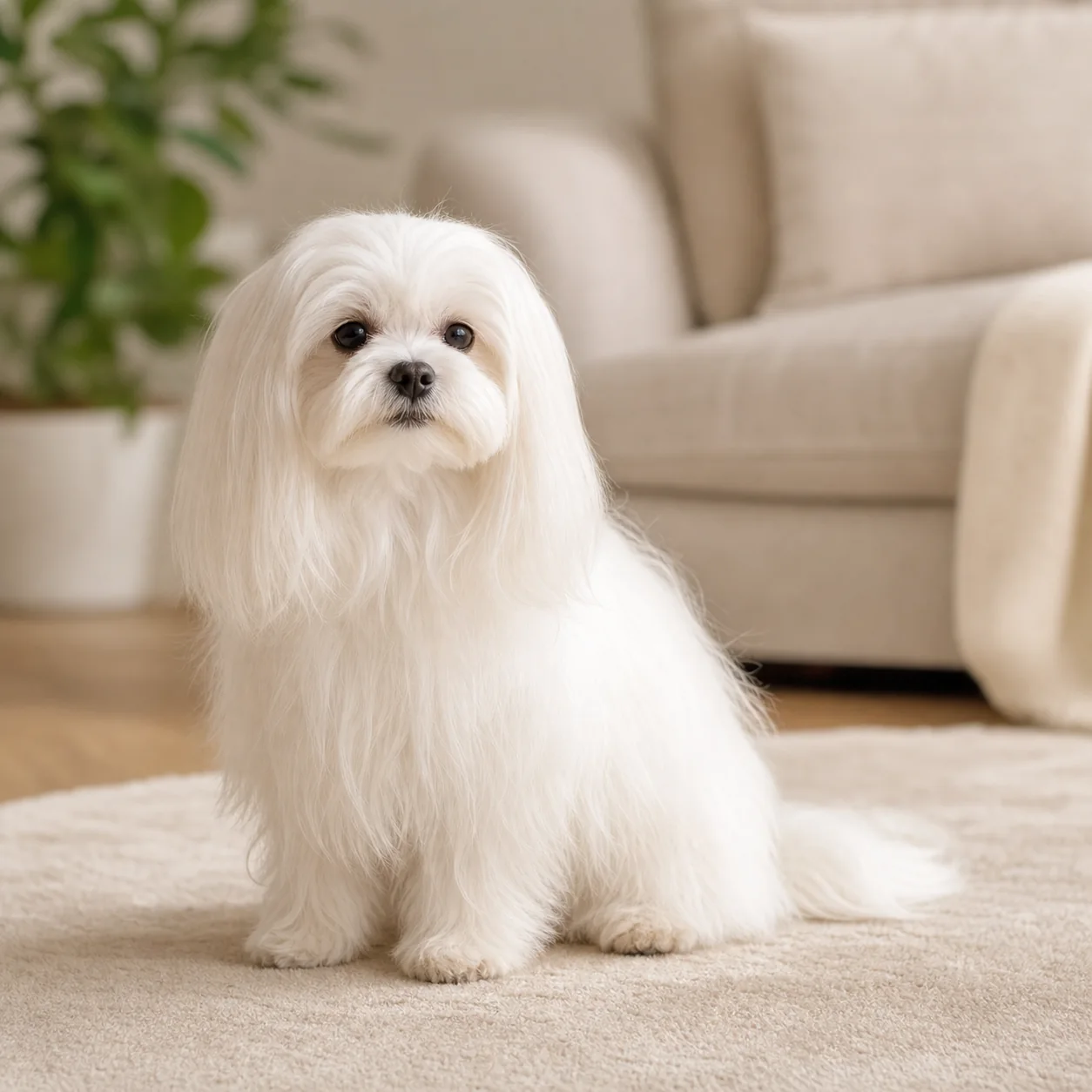 Maltese köpek için doğal ışıkta hazırlanmış temsili tanıtım portresi
