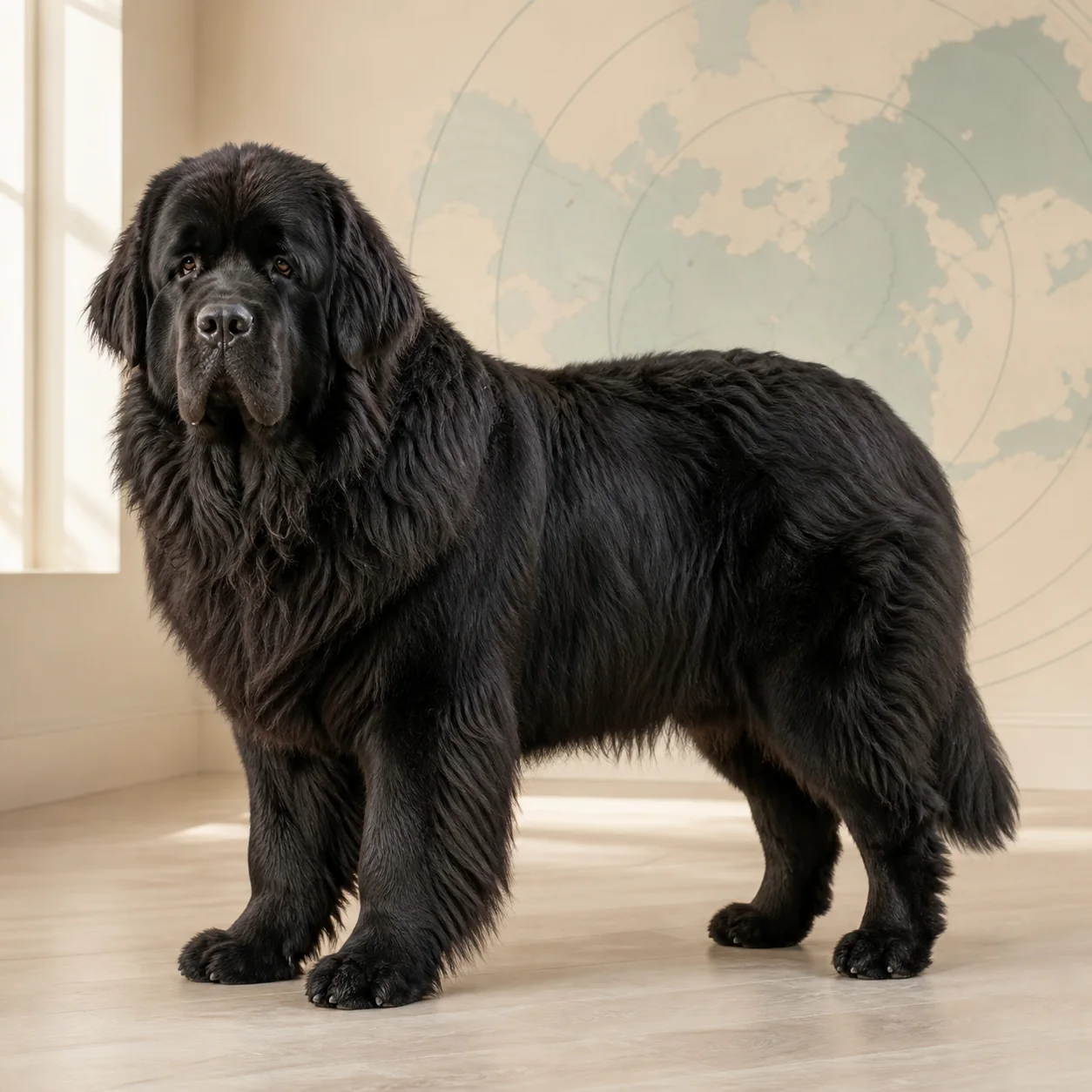 Newfoundland köpek için doğal ışıkta hazırlanmış temsili tanıtım portresi