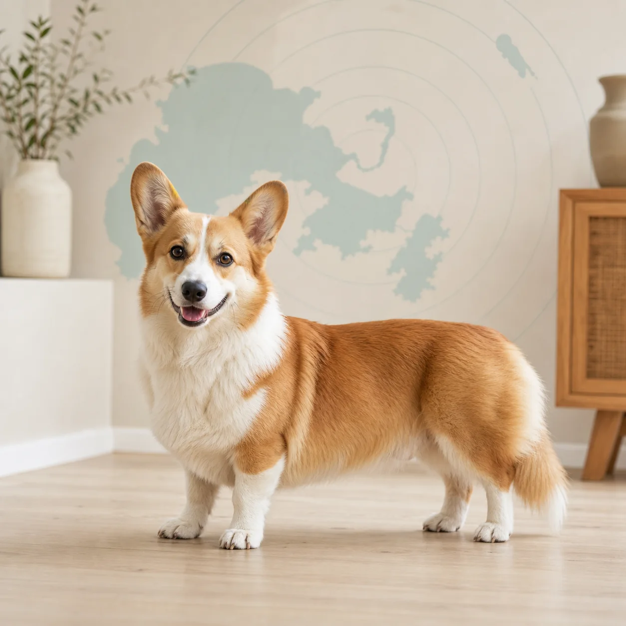 Pembroke Welsh Corgi köpek için doğal ışıkta hazırlanmış temsili tanıtım portresi