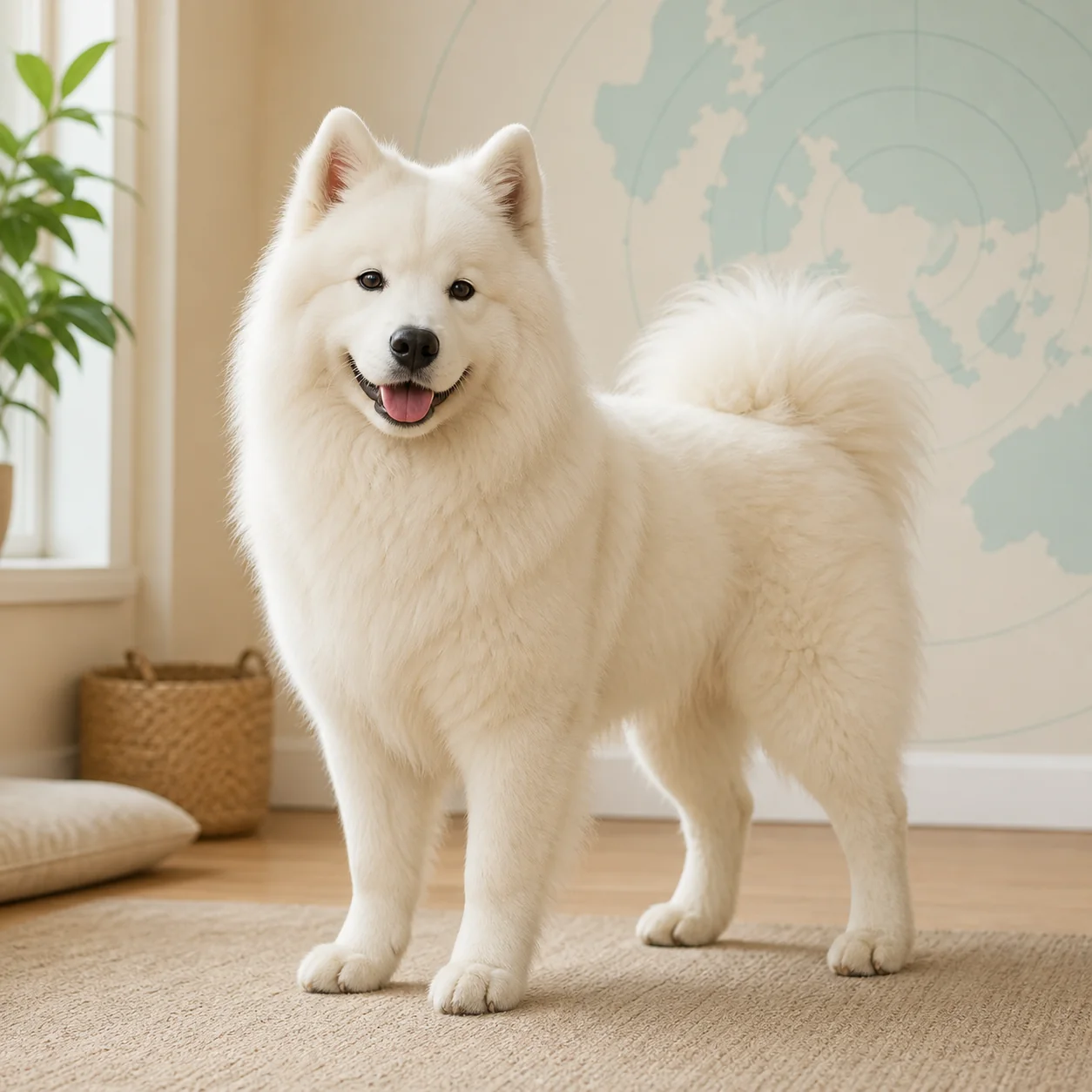 Samoyed köpek için doğal ışıkta hazırlanmış temsili tanıtım portresi
