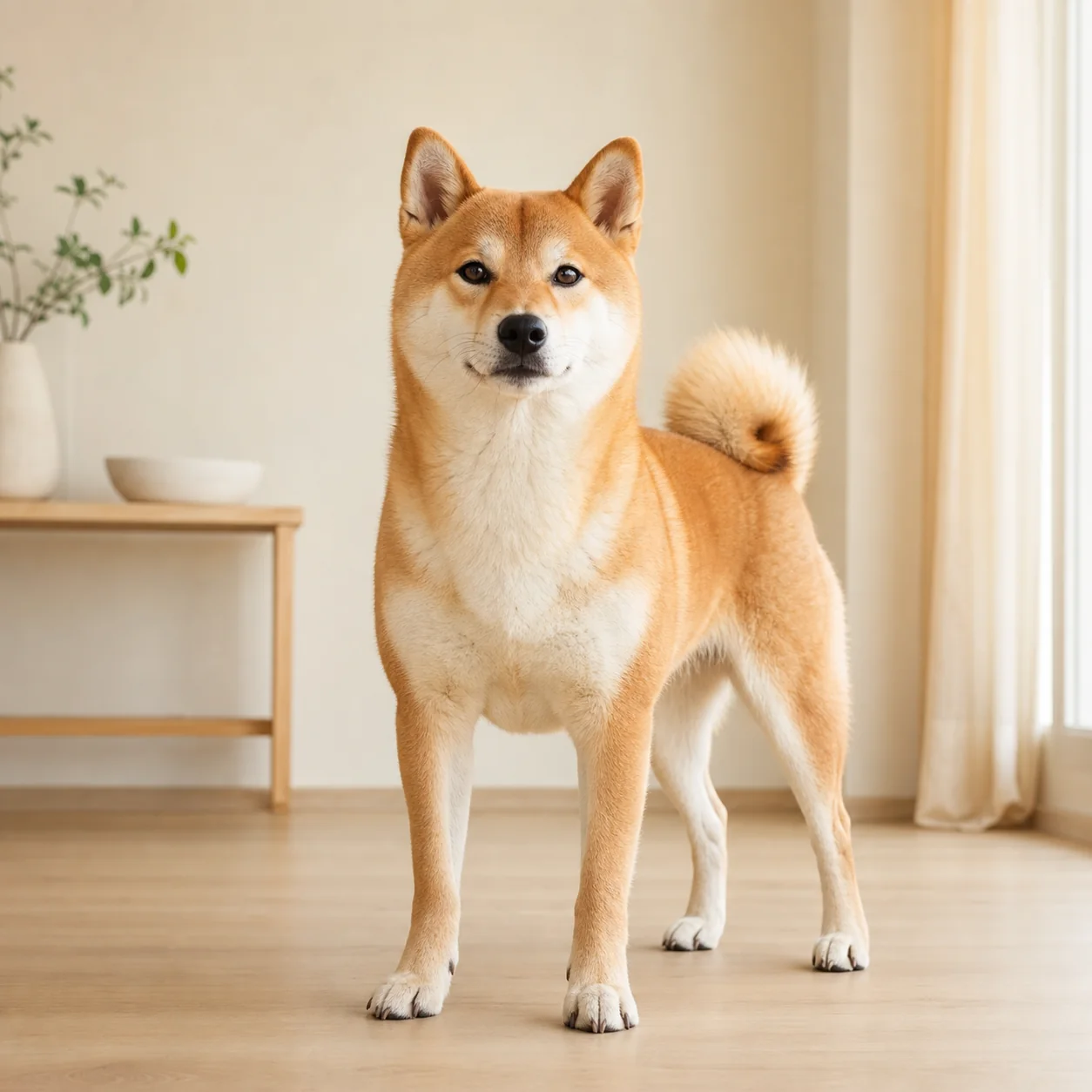 Shiba Inu köpek için doğal ışıkta hazırlanmış temsili tanıtım portresi