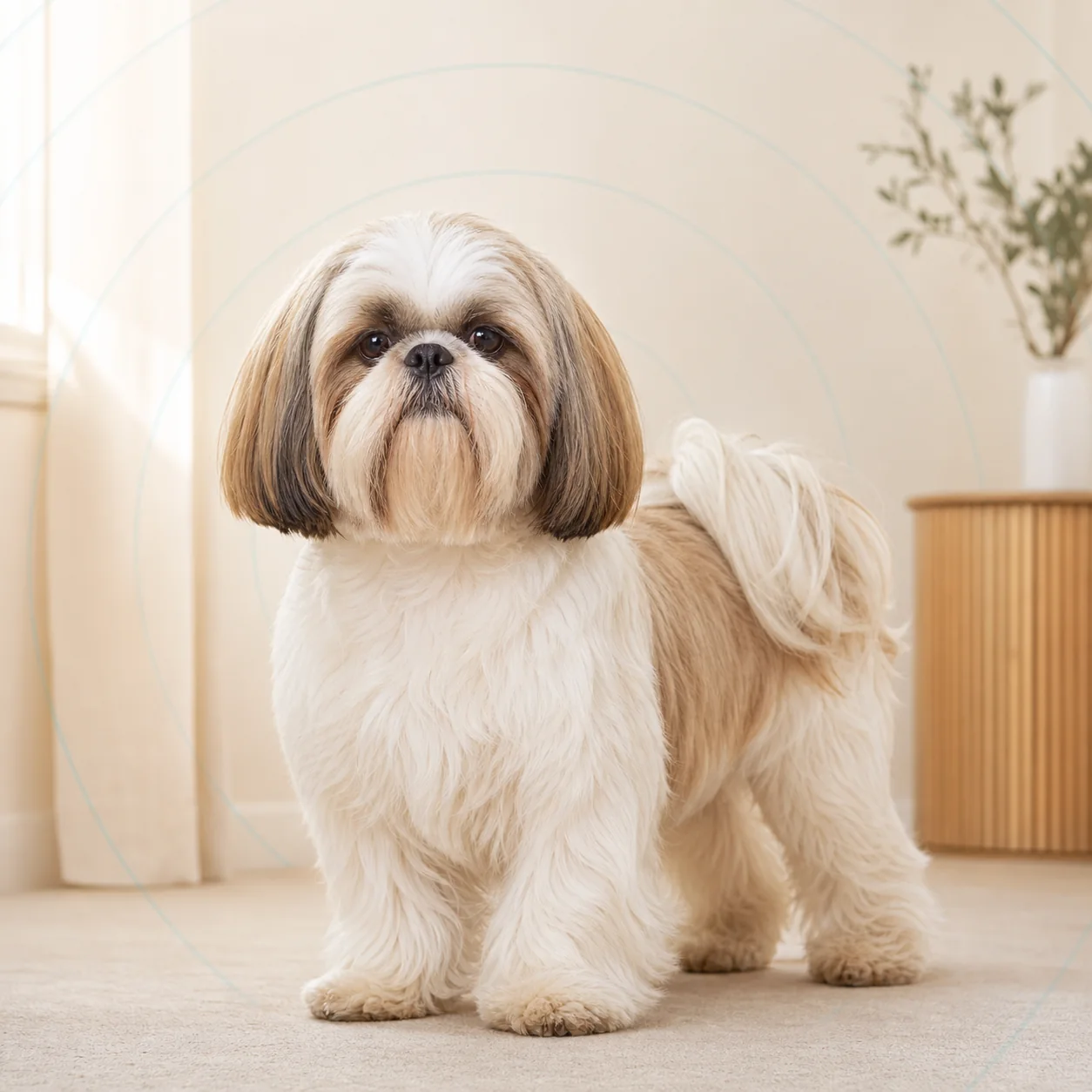 Shih Tzu köpek için doğal ışıkta hazırlanmış temsili tanıtım portresi